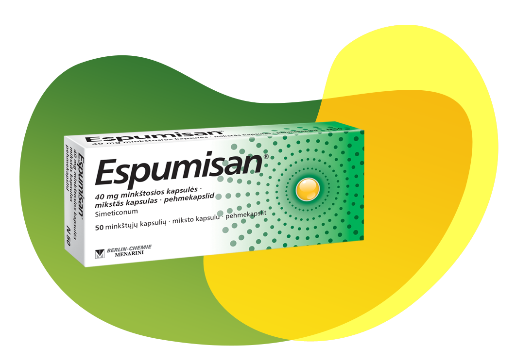 Espumisan<sup>®</sup> 40 mg kapsulių pakuotė