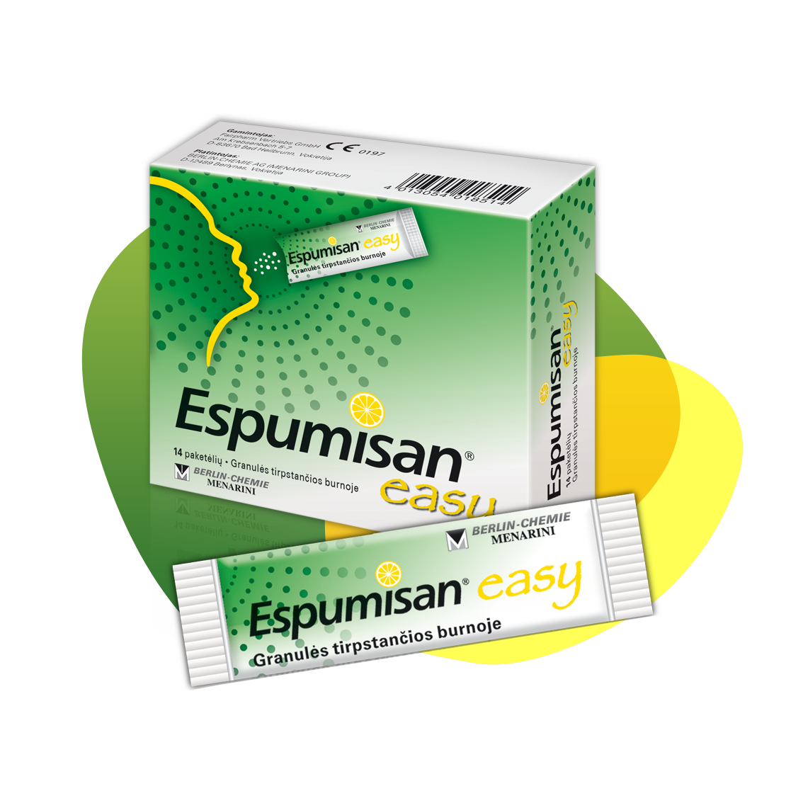 Espumisan<sup>®</sup> Easy* 125 mg granulių pakuotė *Medicinos priemonė